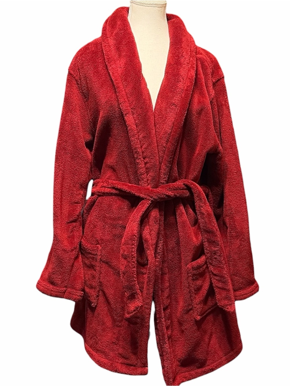 Woolrich Plush Shawl-Collar Robe in Rich Red